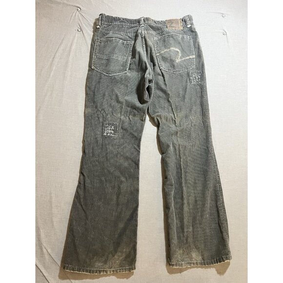Z‎ BRAND Corduroy Pants Mens 36x30 Green Pocketed Belted Zip Patched. - Picture 5 of 12